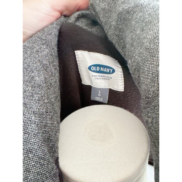 Old Navy Tweed Puffer Vest Size Large Gray Zip Up - Picture 10 of 10